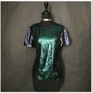 TWIGGY LONDON Embedded Sequin Blouse Top (Sz L)